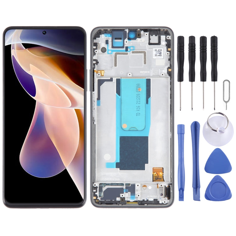 LCD Screen Digitizer Full Assembly with Frame, For Xiaomi 11i 5G 2022, For Xiaomi 11i HyperCharge 5G, For Xiaomi Redmi Note 11 Pro+ 5G For Xiaomi Redmi Note 11 Pro+ 5G Black