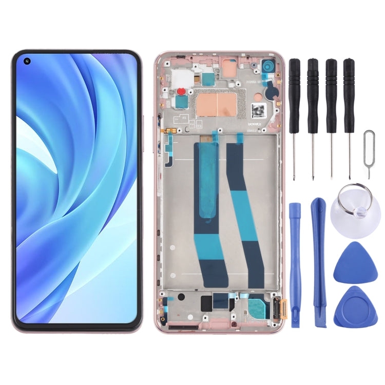 Original LCD Screen and Digitizer Full Assembly With Frame for Xiaomi Mi 11 Lite 4G/11 Lite 5G NE M2101K9AG M2101K9AI, For Xiaomi Mi 11 Lite 4G (Original) For Xiaomi Mi 11 Lite 4G (Original) Gold