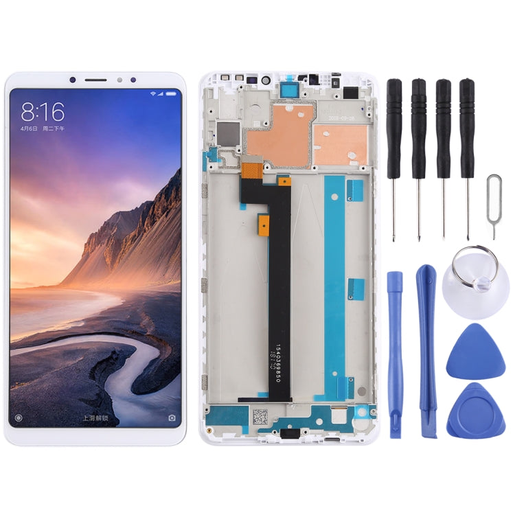 LCD Screen and Digitizer Full Assembly with Frame for Xiaomi Mi Max 3, For Xiaomi Mi Max 3 For Xiaomi Mi Max 3 White