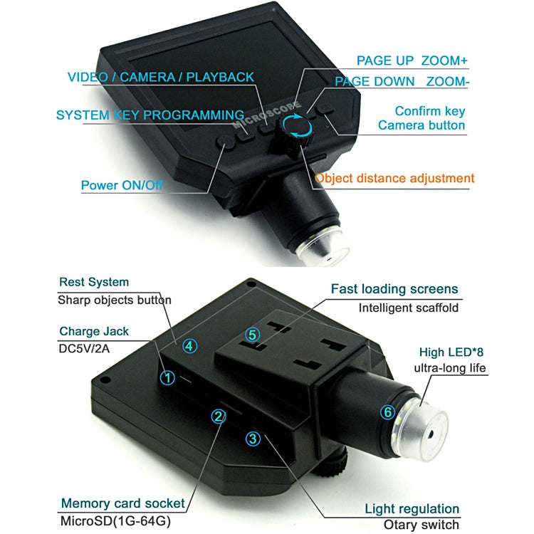 G600W Electronic Microscope HD Mobile Repair Microscope, US Plug, G600W