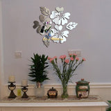 2 Sets Flower Pattern Wall Sticker Home Decor 3D Wall Decal Art DIY Mirror Wall Stickers Living Room Decoration
