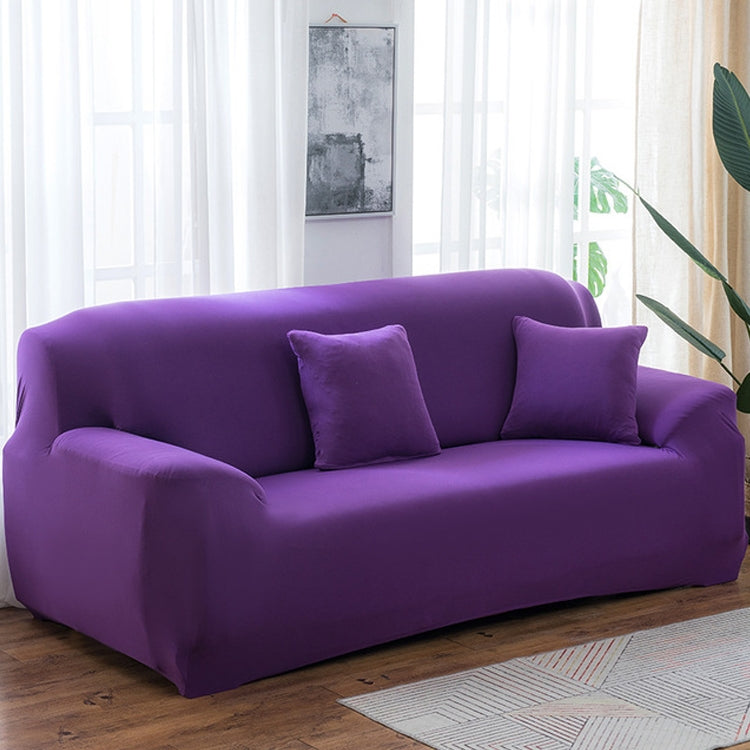 145-185cm Four Seasons Solid Color Elastic Full Coverage Non-slip Sofa Cover Purple