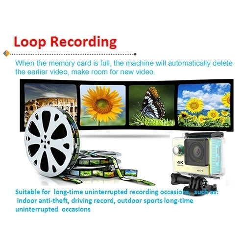 H9 4K Ultra HD1080P 12MP 2 inch LCD Screen WiFi Sports Camera, 170 Degrees Wide Angle Lens, 30m Waterproof, H9 4K (Yellow), H9 4K (White), H9 4K (Silver), H9 4K (Blue), H9 4K (Gold), H9 4K (Pink), H9 4K (Black)