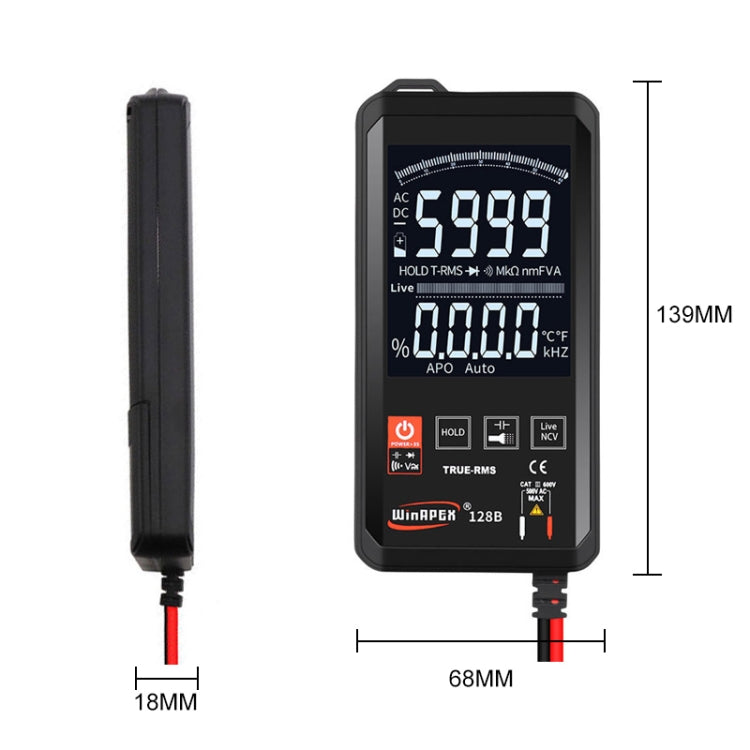 HY128B Reverse Display Screen Ultra-thin Touch Smart Digital Multimeter Fully Automatic High Precision True Effective Value Multimeter, HY128B