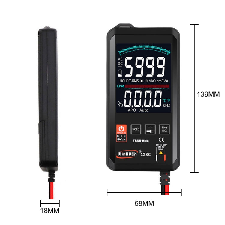 HY128C Color Screen Ultra-thin Touch Smart Digital Multimeter Fully Automatic High Precision True Effective Value Multimeter, HY128C