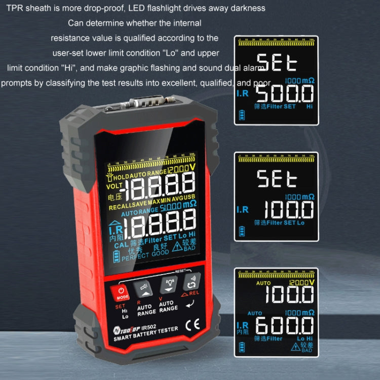 Battery Internal Resistance Tester Lead-Acid Alkaline Lithium Battery Tester, IR500, IR502