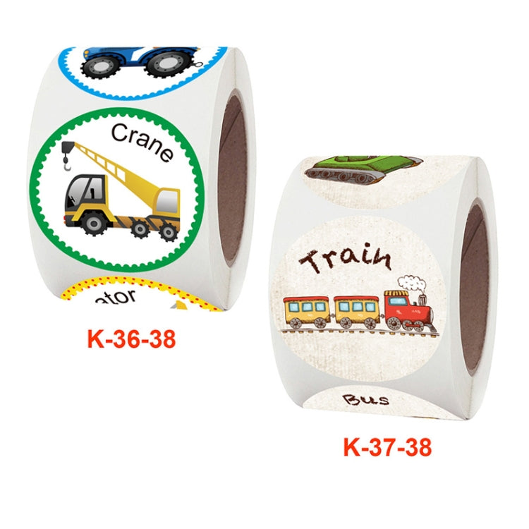 2 PCS Roll Children Reward Sticker Holiday Decoration Label, K-36-38 3.8cm / 1.5inch, K-37-38 3.8cm / 1.5inch