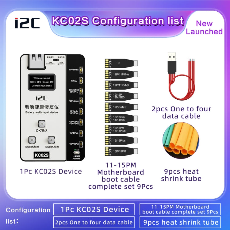 i2C KC02S Battery Health Recovery Device Activation Instrument For iPhone 11-15 Series, KC02S
