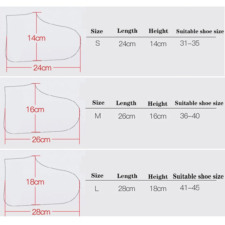 2 Pairs Waterproof Shoe Cover Raincoat Non-slip Reusable Silicone Insole Shoe Slip Rainshoes Cover, S, M, L