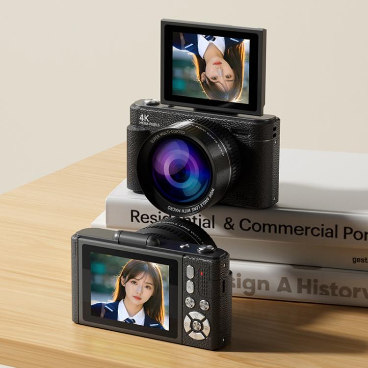 V5 64MP Retro Digital Camera 4K Recording 180 Flip Screen, Large Lens, Small Lens Small Lens Black