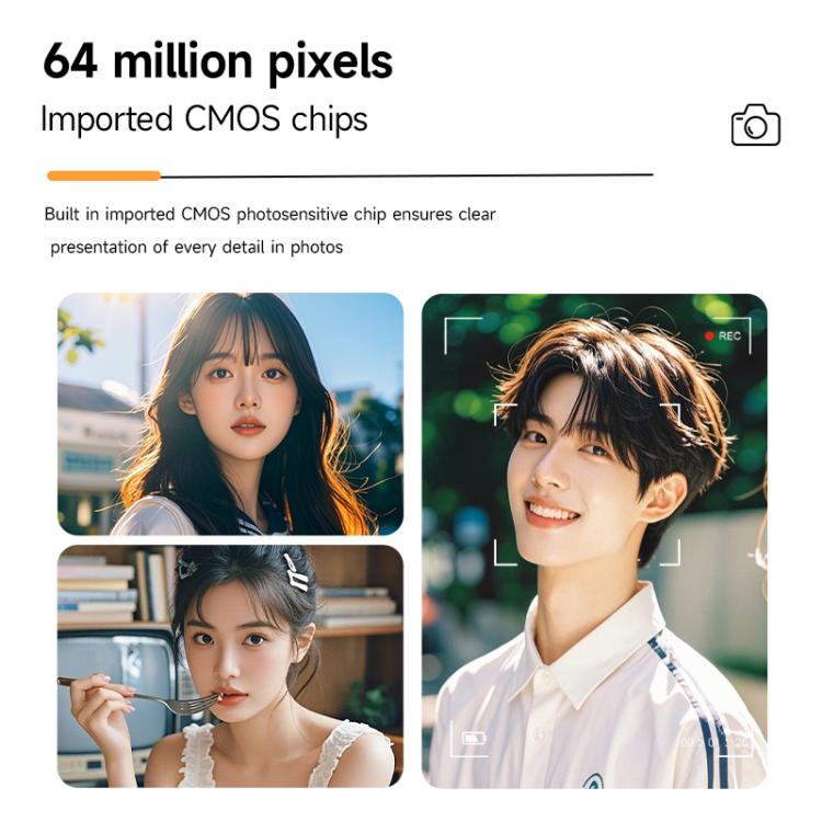 V5 64MP Retro Digital Camera 4K Recording 180 Flip Screen, Large Lens, Small Lens