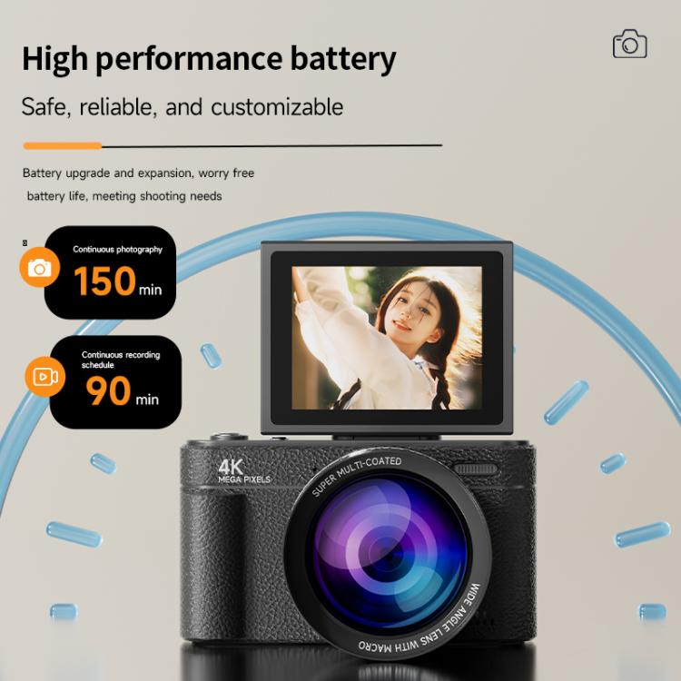 V5 64MP Retro Digital Camera 4K Recording 180 Flip Screen, Large Lens, Small Lens