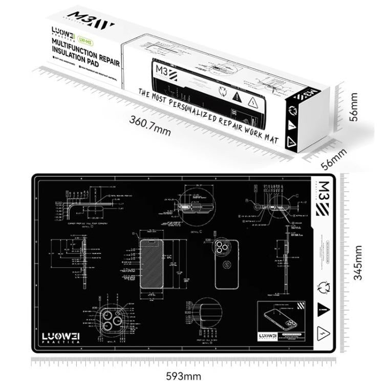 Cell Phone Computer Repair Workbench Heat Insulation Mat High Temperature Resistant Odorless Silicone Mat, M3 (Black)
