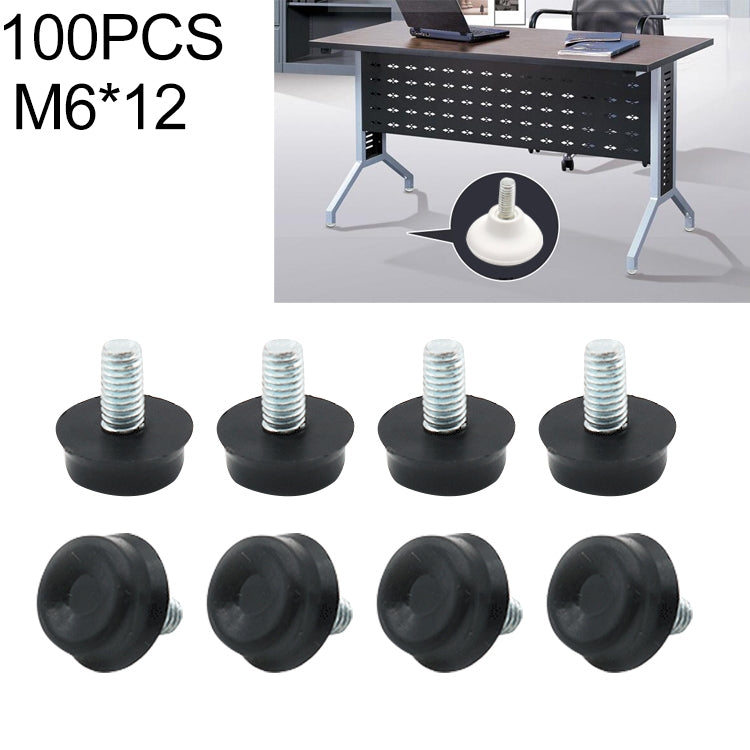 100 PCS Adjustable Foot Pad Furniture Screw Support Stub, M6x12, M6x12 M6x12