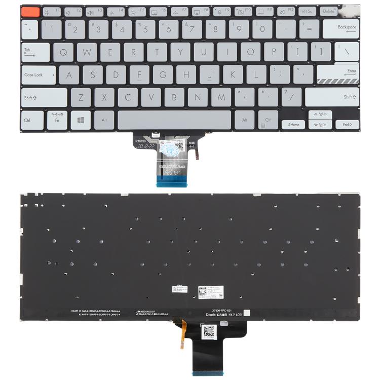 US Version Backlit Laptop Keyboard for Asus Vivobook Pro 14X M7400 M4700 M4700QC M4700PC M7600 M3400 M3401 M3401Q X7400 X3400 X3400P K3400P, M7400 (Black), M7400 (Gray) M7400 (Gray) Gray