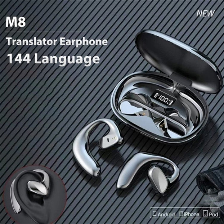 M8 Noise Reduction Smart Voice Translator TWS Bluetooth Headset 144 Languages Translation Earphones, M8