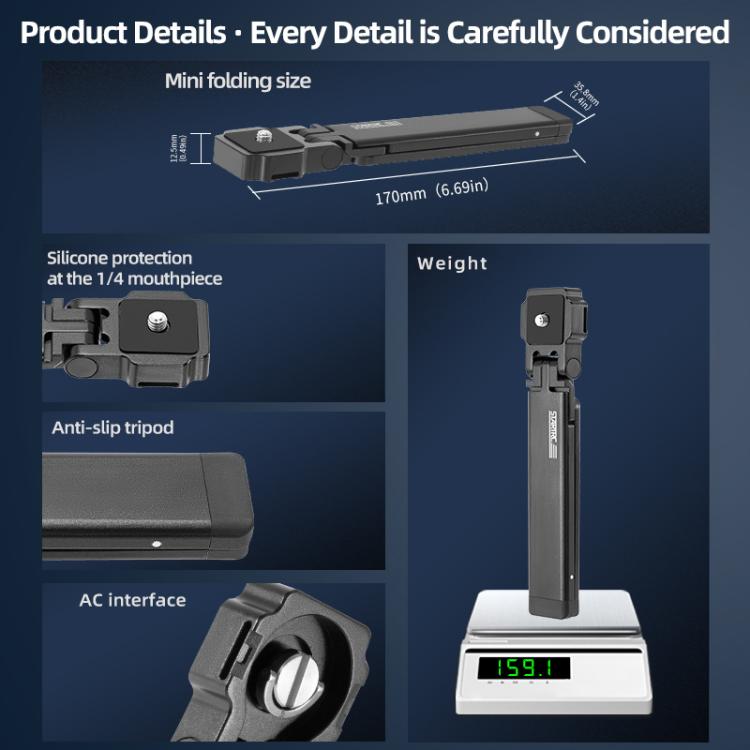 STARTRC Pocket-Size Foldable Magnetic Tripod for GoPro, DJI, Insta360 Action Cameras, DJI Pocket Series, Magnetic Tripod