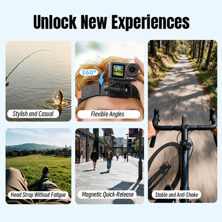 STARTRC Adjustable Head Strap Magnetic Eco-friendly Vlog POV Mount Belt for GoPro, Insta360, DJI Osmo Action and Other Action Cameras, Magnetic Vlog POV Mount Belt