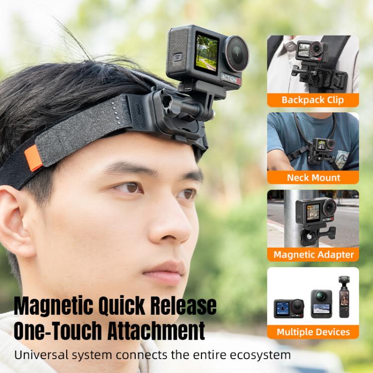 STARTRC Adjustable Head Strap Magnetic Eco-friendly Vlog POV Mount Belt for GoPro, Insta360, DJI Osmo Action and Other Action Cameras, Magnetic Vlog POV Mount Belt