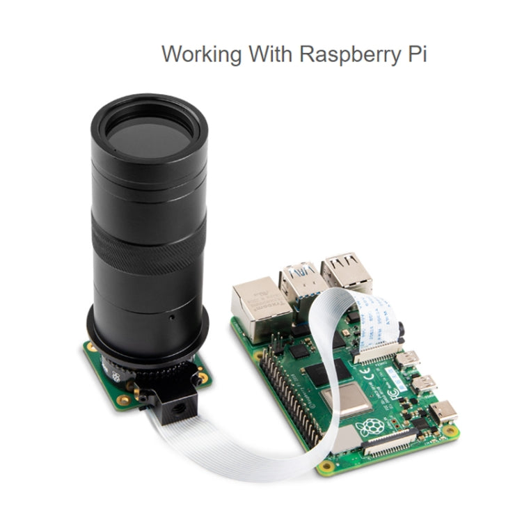 Waveshare 100X Industrial Microscope Lens, C/CS-Mount, for Raspberry Pi HQ Camera, Microscope Lens