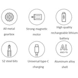 25 in 1 Original Xiaomi Mijia Electric Precision Screwdriver Kit Rechargeable Magnetic Aluminum Case, Mijia 25 in 1