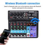 TEYUN NA6 6-channel Small Mixing Console Mobile Phone Sound Card Live Broadcast Computer Recording Console Processor, US Plug, NA6 US Plug