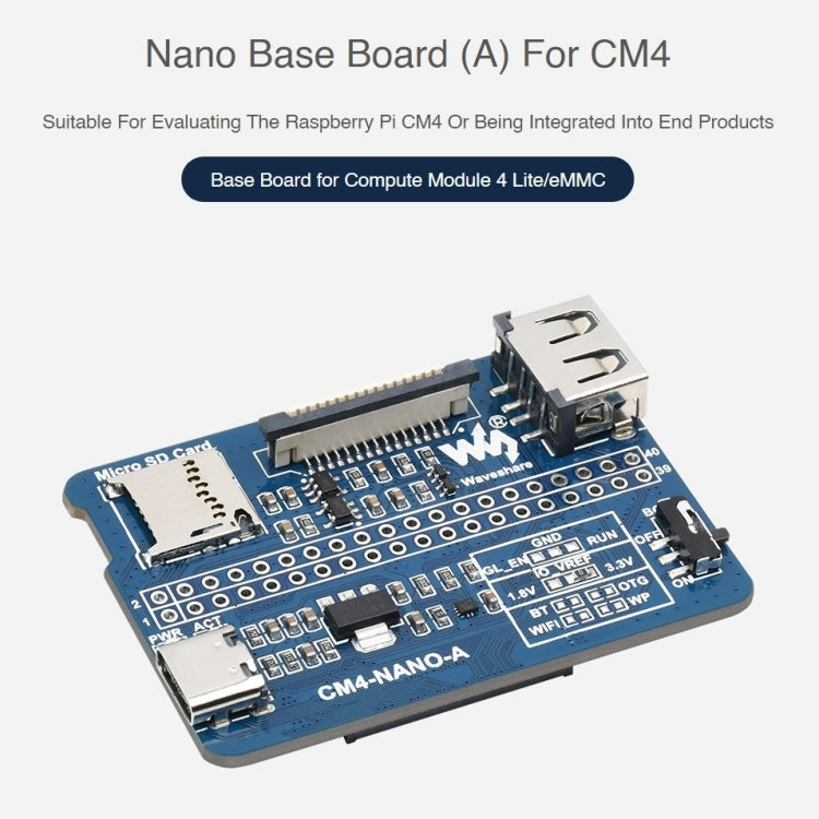 Waveshare Nano Base Board A for Raspberry Pi CM4, Nano Base Board A