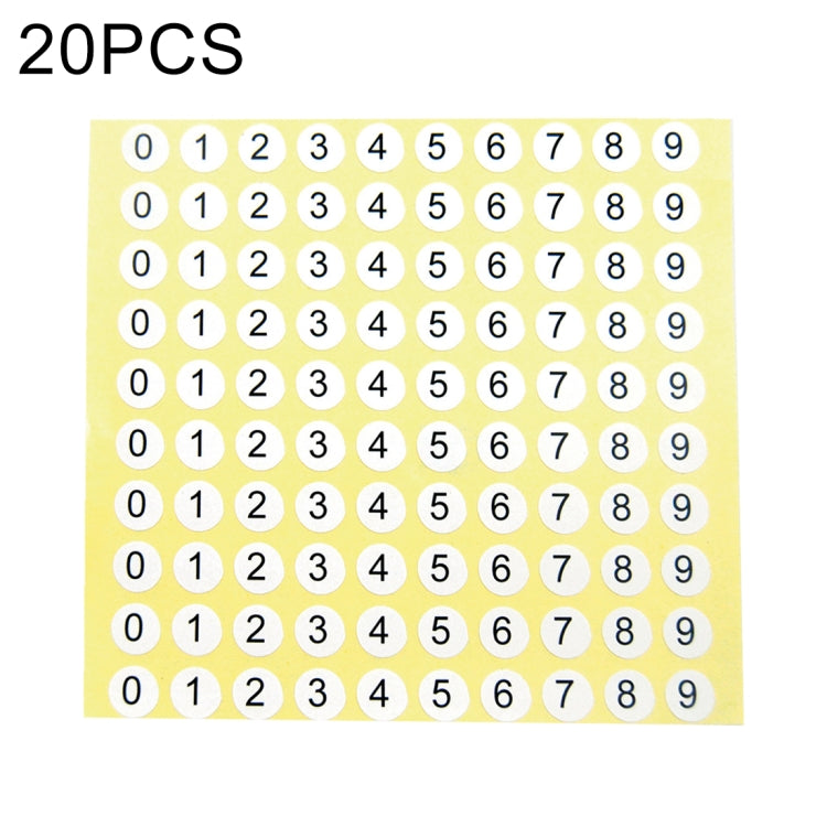 20 PCS Round Shape Number Sticker Shoe Size Label, Number 0-9, Number 0-9 Number 0-9