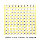 20 PCS Round Shape Number Sticker Shoe Size Label, Number 0-99, Number 0-99