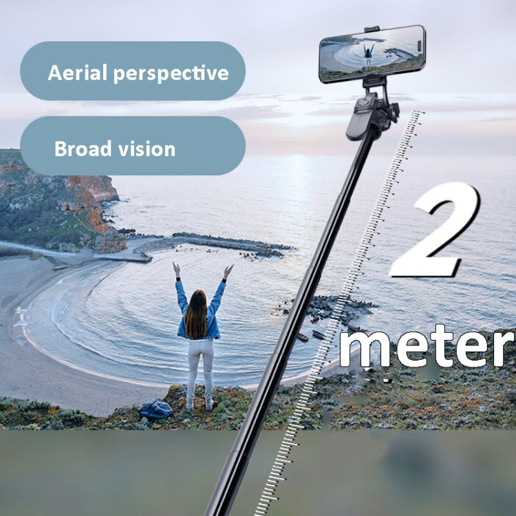 2m Metal Tripod Selfie Stick With 4 Expansion Interfaces for Phone Camera, Only Tripod