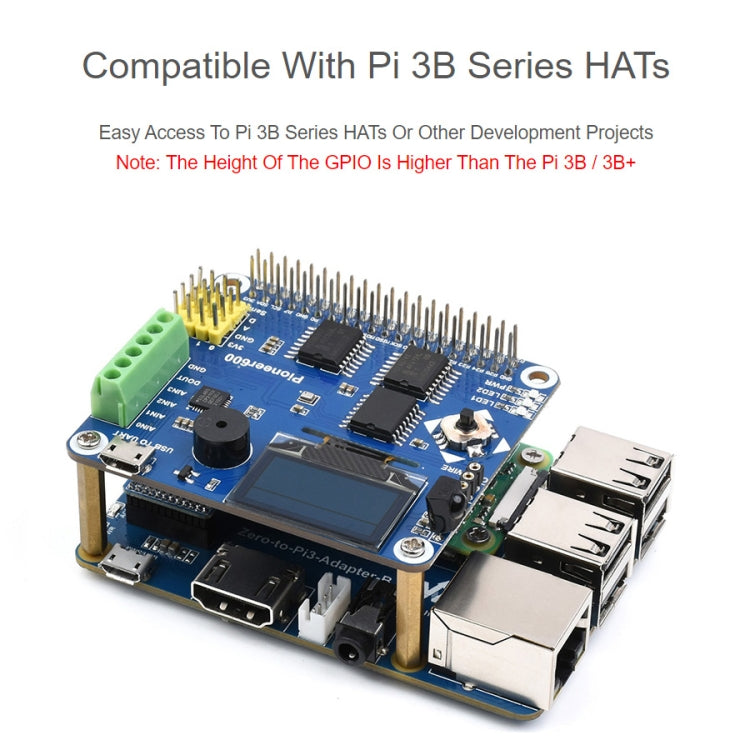 Waveshare Raspberry Pi Zero 2W To 3B Adapter for Raspberry Pi 3 Model B/B+, Pi Zero 2W To 3B