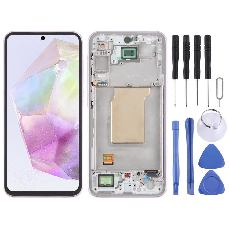 For Samsung Galaxy A35 SM-A356B OLED LCD Screen Digitizer Full Assembly with Frame Pink