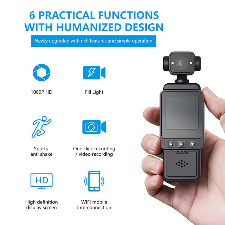 1080P Ultra-HD Clip Pocket Vlog Camera WiFi Portable Video Recorder Camera, Pocket Vlog Camera