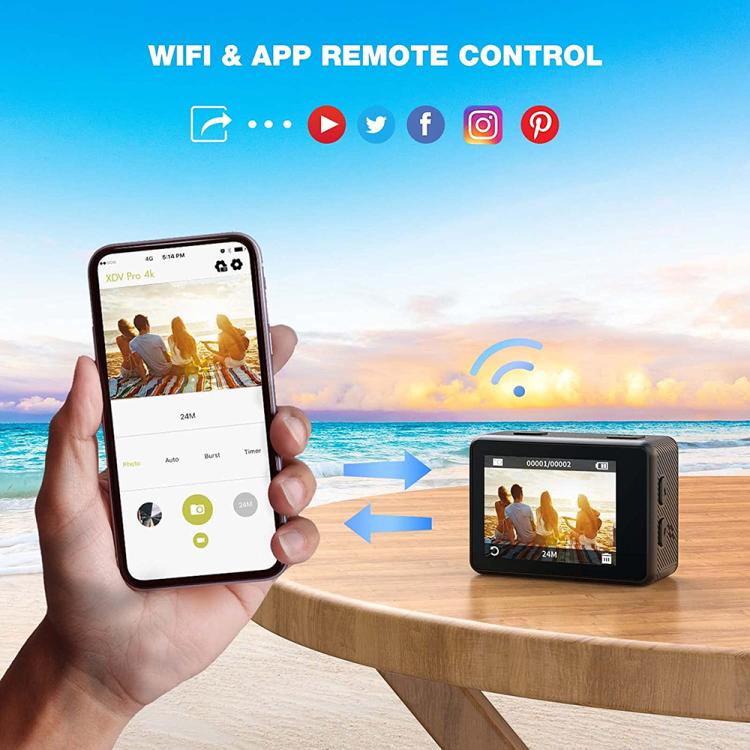 WIFI Wide-angle EIS Anti-shake Touch Color Dual-screen Remote Control Video Sports Camera, Q60TR