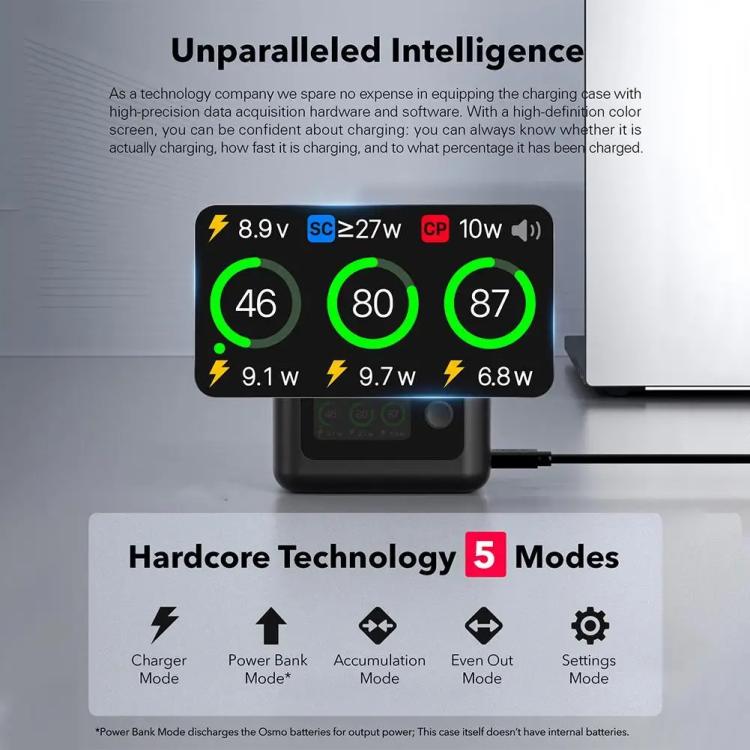 With Screen Charging Bin Intelligent Charge Manager For DJI Osmo 360 / Action 5 Pro / Action 4 / Action 3, Battery Not Included, RCSTQ 5 In 1