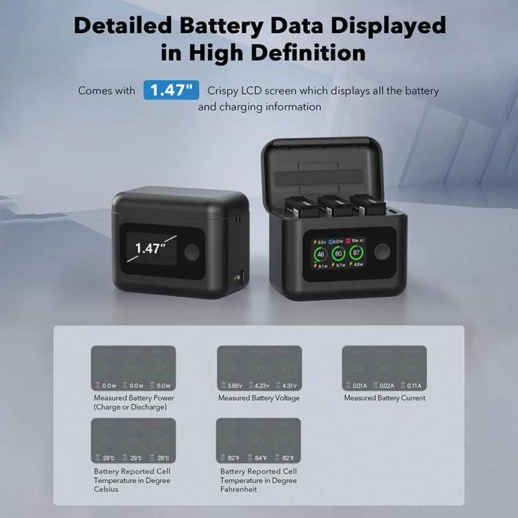With Screen Charging Bin Intelligent Charge Manager For DJI Osmo 360 / Action 5 Pro / Action 4 / Action 3, Battery Not Included, RCSTQ 5 In 1