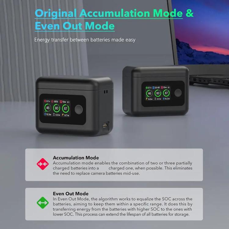 With Screen Charging Bin Intelligent Charge Manager For DJI Osmo 360 / Action 5 Pro / Action 4 / Action 3, Battery Not Included, RCSTQ 5 In 1