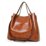 4 in 1 Ladies Retro Handbag Fashion Large Capacity Sub-Diagonal Bucket Bag, Red Eine, Light Grey, Black, Brown