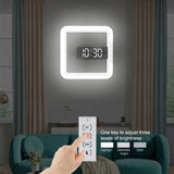 TS-S28-W Multifunctional Square RGB Thermometer Digital Alarm Clock LED Mirror Hollow Wall Clock, RGB Thermometer Clock