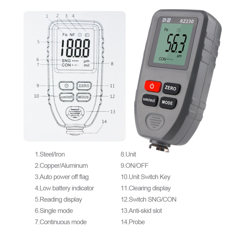 RZ230 Other measuring instruments 0~1300μm Convenient / Measure / Pro, RZ230