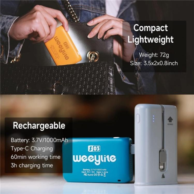 Weeylite S03 Portable RGB Light Video Live Streaming Photography Full Color Fill Light, S03