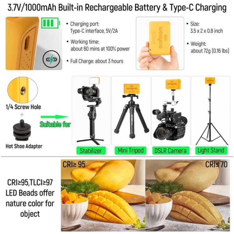 Weeylite S03 Portable RGB Light Video Live Streaming Photography Full Color Fill Light, S03