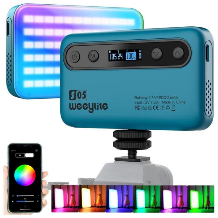 Weeylite S05 Portable App Control Phone Fill Lamp Video Live Streaming Photography RGB Full Color Fill Light, S05 S05 Blue