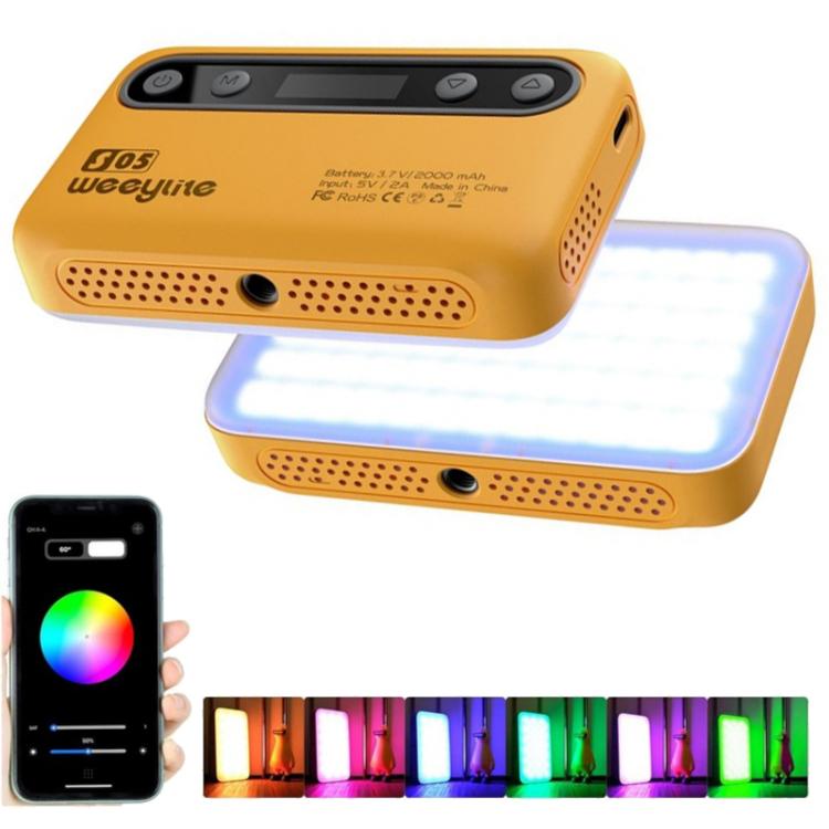 Weeylite S05 Portable App Control Phone Fill Lamp Video Live Streaming Photography RGB Full Color Fill Light, S05 S05 Yellow