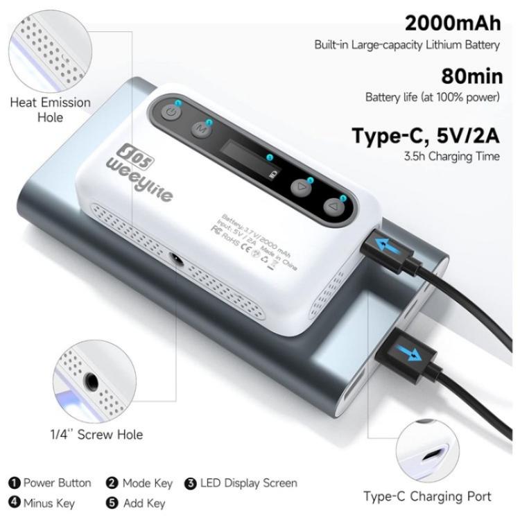 Weeylite S05 Portable App Control Phone Fill Lamp Video Live Streaming Photography RGB Full Color Fill Light, S05