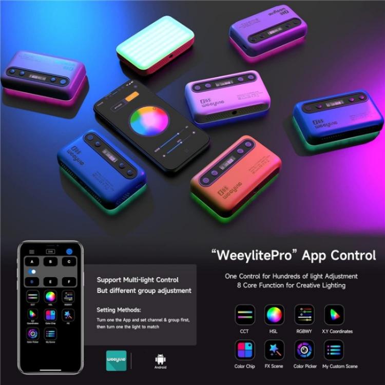 Weeylite S05 Portable App Control Phone Fill Lamp Video Live Streaming Photography RGB Full Color Fill Light, S05