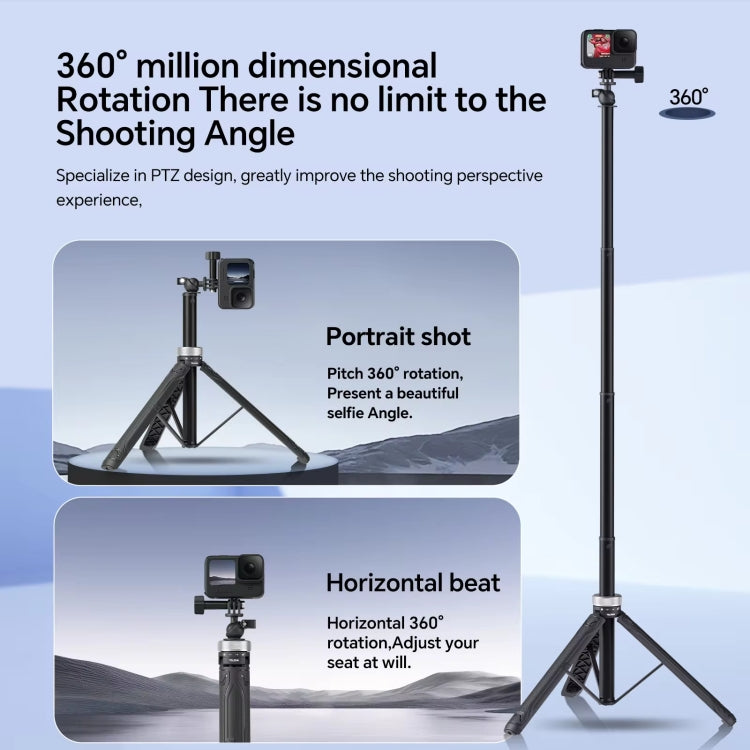 TELESIN 360 Degree Rotation 1.5m Selfie Stick Foldable Tripod For GoPro Hero / Insta360 / DJI Osmo Action, S1-TSS-01