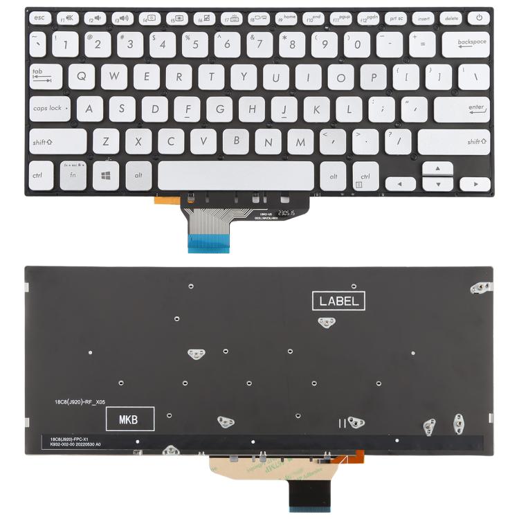 US Version Backlit Laptop Keyboard for Asus VivoBook S14 K430 A430 X430 S403 S4300F S4300U, S14 (Black), S14 (Silver) S14 (Silver) Silver