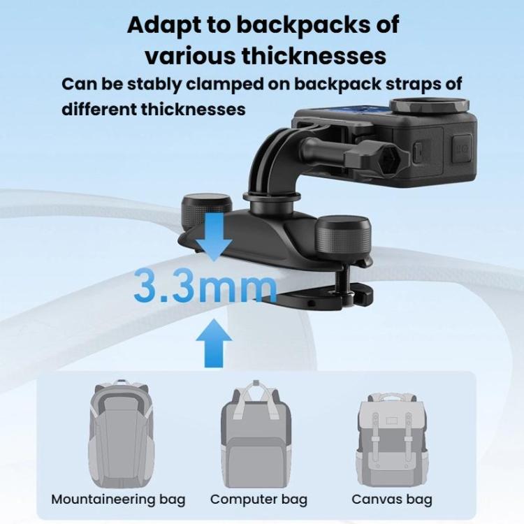 TELESIN S3-JFM-03-TDJ Backpack Quick-Release Mount Universal Backpack Clip For Action Cameras, S3-JFM-03-TDJ