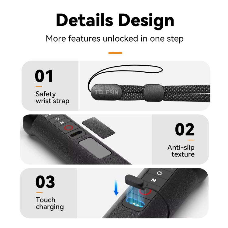 TELESIN Bluetooth Buoyancy Bar 15m Waterproof Depth For GoPro HERO13 / 12 / 11 / 10 / 9 / 8 Black, S4-FHG-01-TGP